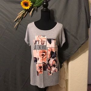 APT 9 “Let It Bloom” T-shirt, cuffed short sleeves